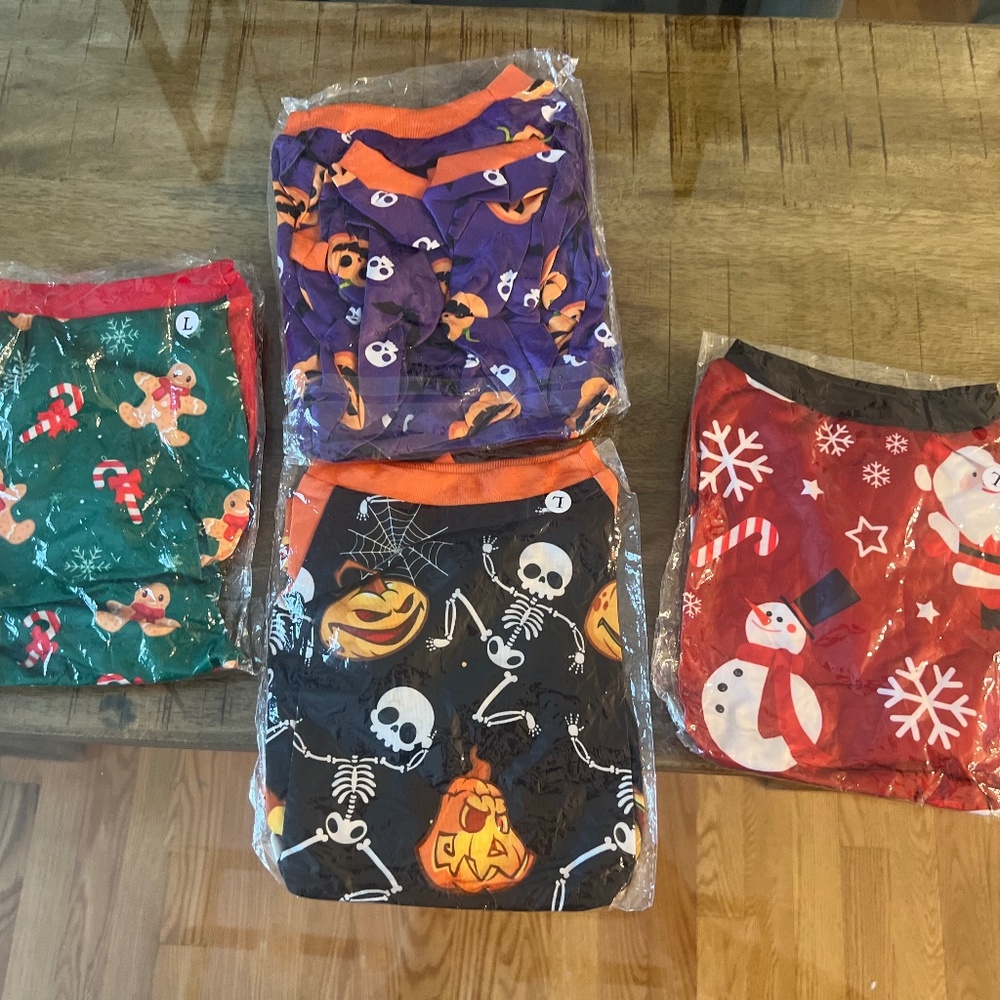 4 dog pajamas halloween snowman christmas etc new